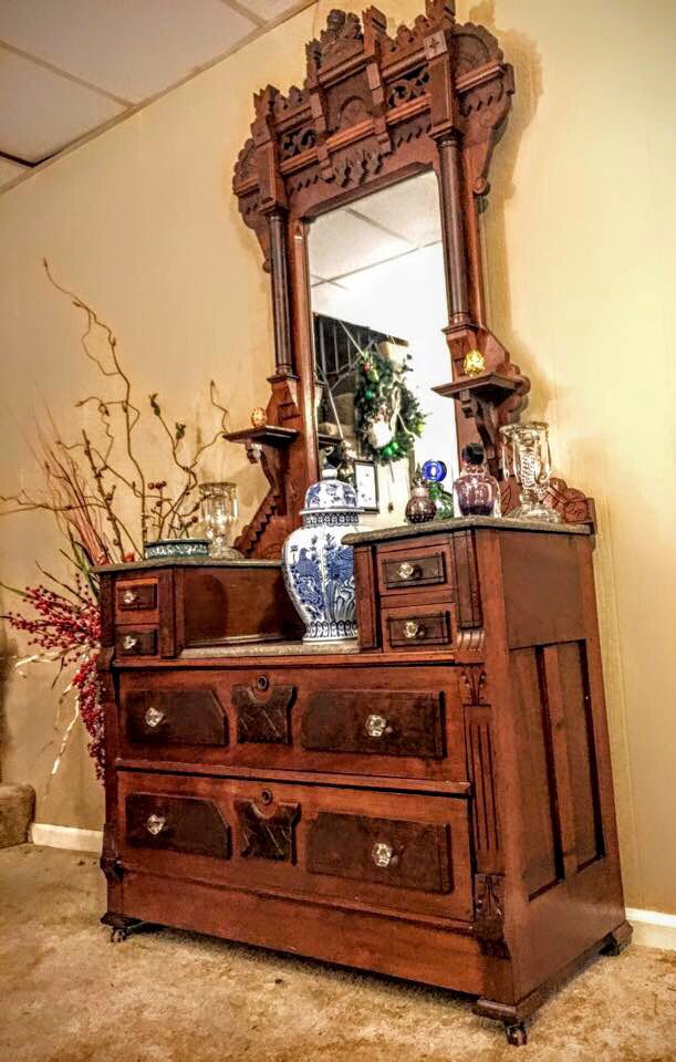Antique eastlake dresser with mirror deals