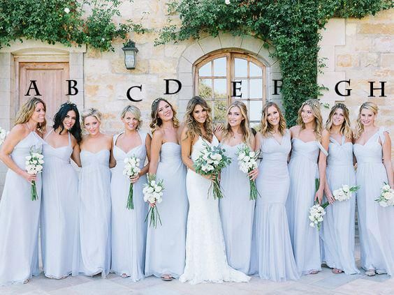 light blue grey bridesmaid dresses