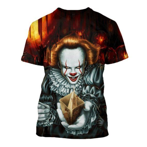 3D Clown Print Graphic T-Shirt Tops Short Sleeve Casual Tee Slim Fit Men Women