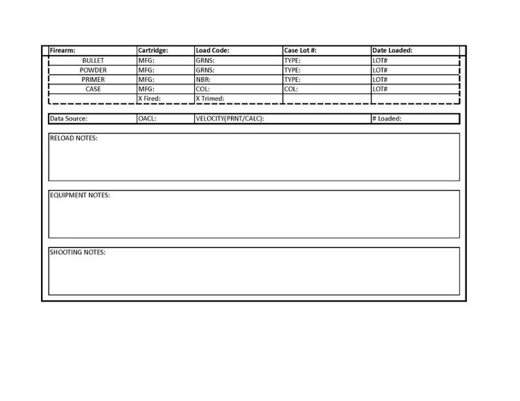 reloading log sheet v1 0 shooters forum reloading pinterest logs reloading record sheet
