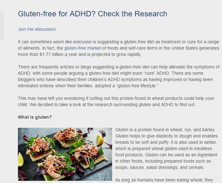 Adhd gluten free diet
