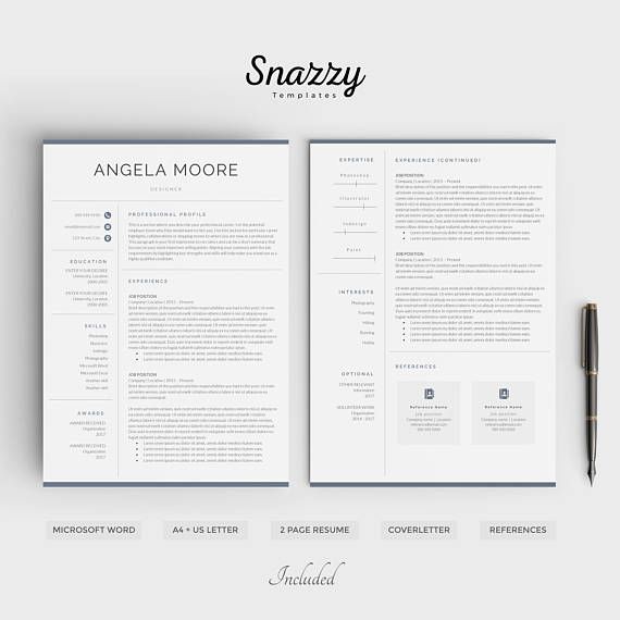 ▌JUST LAUNCHED: All resumes 70% off, $20 --> $6 ▌ ............................................................................................................................ THIS IS SNAZZY TEMPLATES! I work to create creative designs that will stand out in the hans of a potential