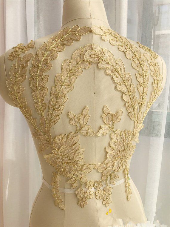 1 pair Gold Retro Applique Collar Altered Clothing Sewing Bride Headwear