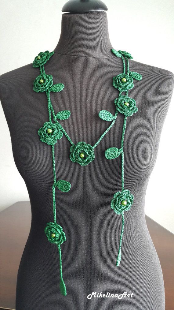 Flower Necklace Black Crochet Rose Necklace,Crochet Neck Accessory 100/% Cotton.