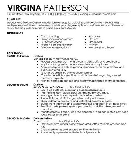 good sample resume