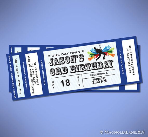 party package customized rock star concert ticket birthday with