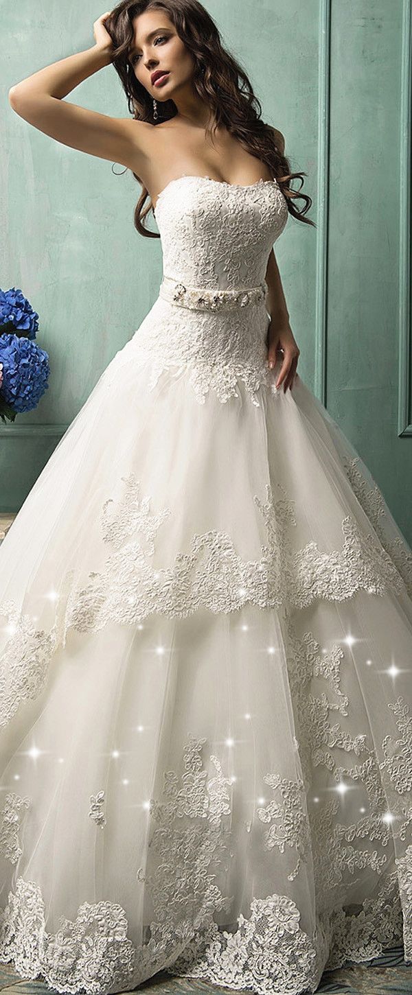 Glamorous Tulle Lace Sweetheart Neckline Dropped Waistline Ball