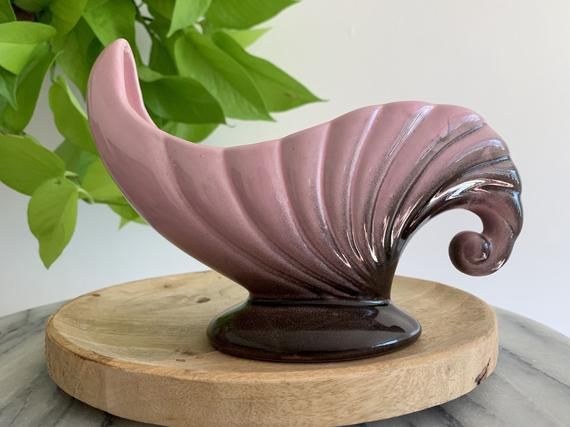 Pink and Black Ombre Beauceware Accordian Style Vase