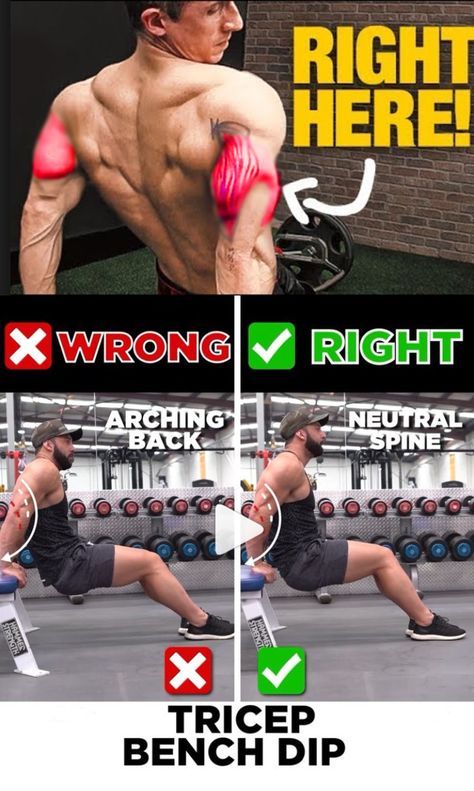 tricep workout wrong vs right tricep bench dip pinterest