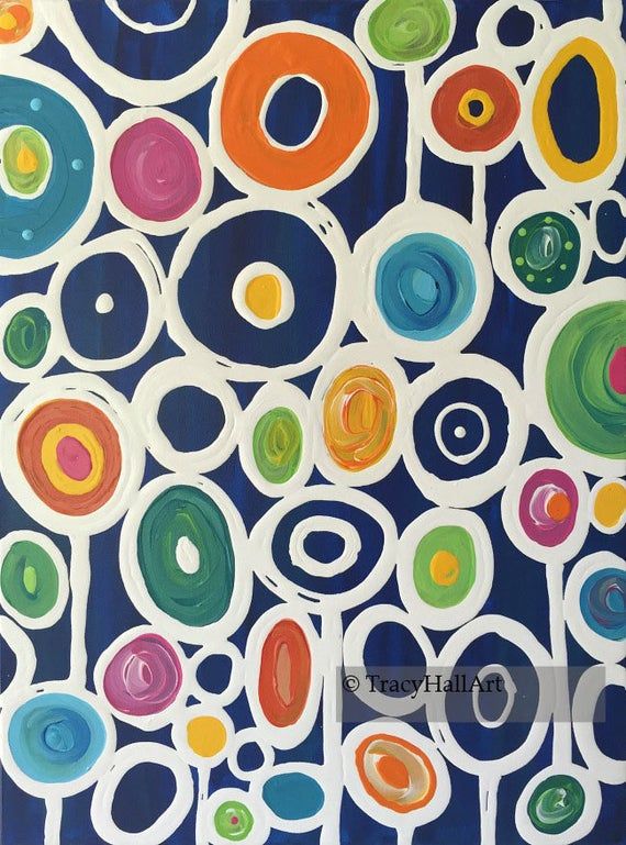 Modern Circle Art Painting Geometric Art Colorful Abstract Etsy Circle Art Circle Painting Pop Art Painting