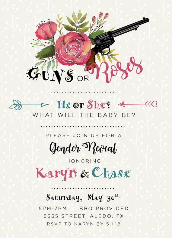 Guns Or Roses Gender Reveal Evite Invitation Baby Shower Products Guns Or Roses Gender Reveal Evite Invitation Baby Shower Products
