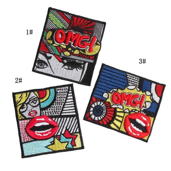 OMG Embroidered Iron On Patch Sequins Badge Sew Fabric Bag For Clothes Applique