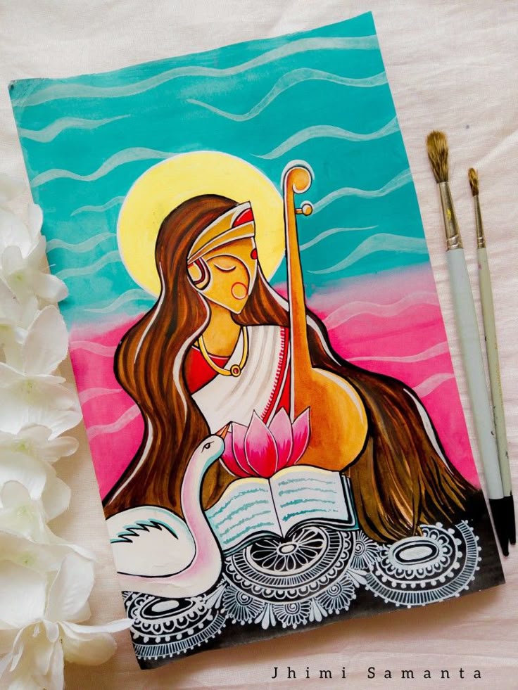 Painting Of Saraswati Devi Abstract Painting Easy Acrylic Painting painting-of-saraswati-devi-abstract-painting-easy-acrylic-painting