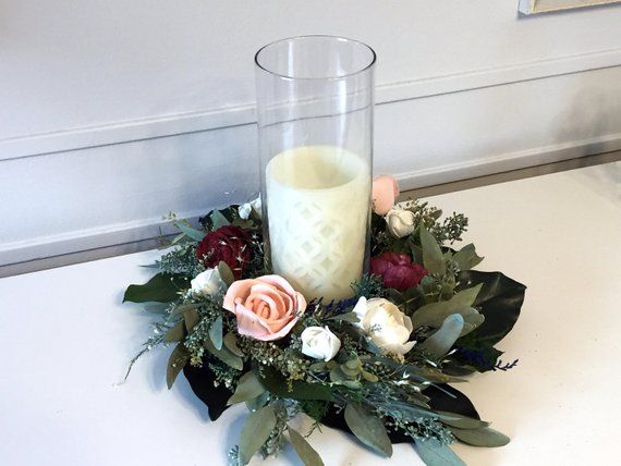 Preserved Seeded Eucalyptus Candle Wreath Centerpiece Sola Flowers