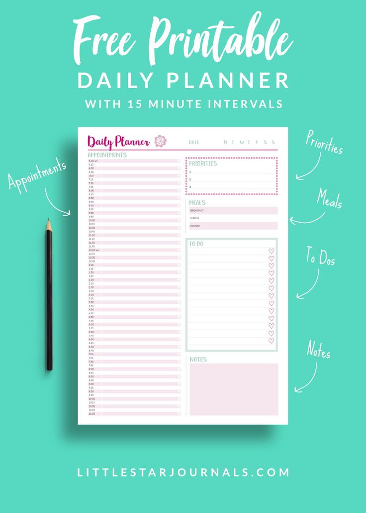 Free 15 Minute Daily Planner Printable Little Star Journals Daily Free 15 Minute Daily Planner Printable Little Star Journals Daily