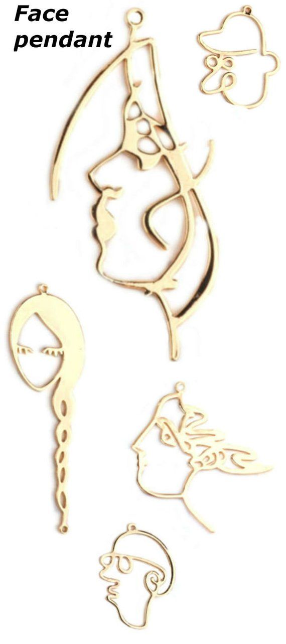 Face Pendant Raw Br Earrings Abstract Modernist Earring Base Face Pendant Earrings Abstract Modernist Earring Base Jewelry Earringmaking Diy Handmade Jewelrymaking