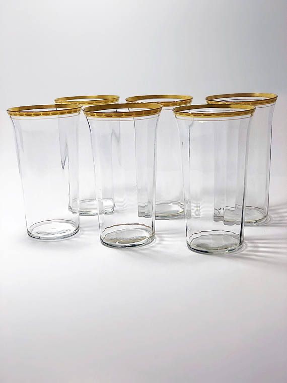 Vintage Gold Rimmed Tumblers Set Of Six Ornate Gles Clear Vintage Gold Rimmed Tumblers Set Of