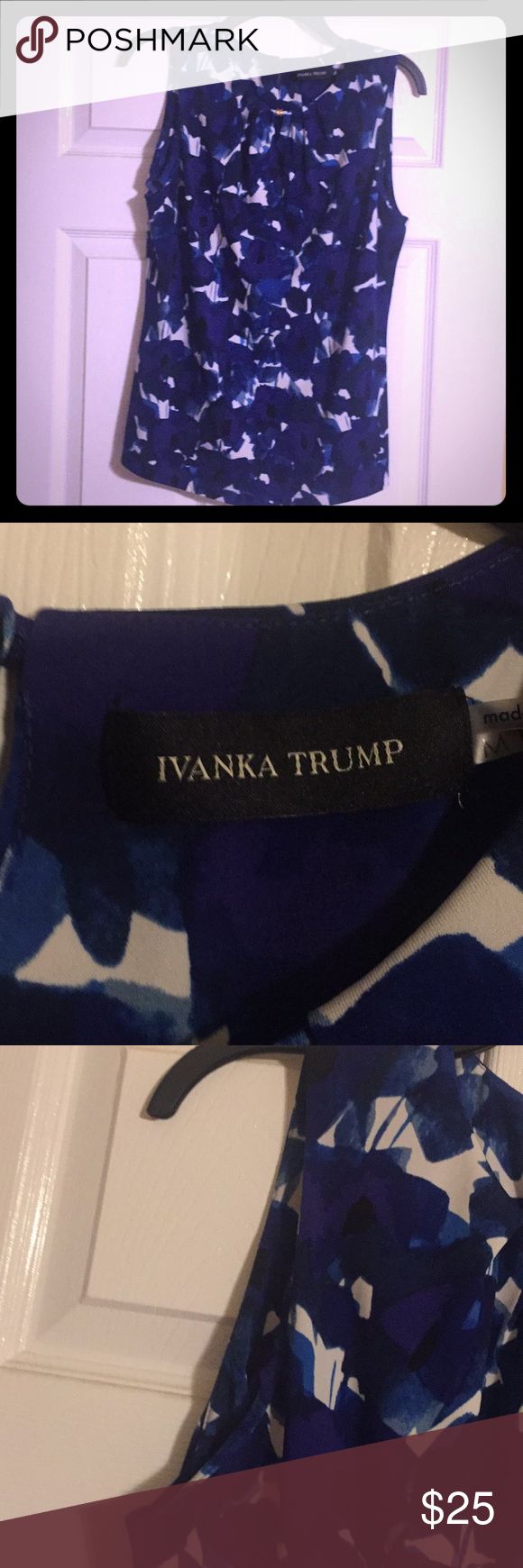 Ivanka Trump navy, and white sleeveless blouse Great blouse for office or work e… Ivanka Trump navy, and white sleeveless blouse Great blouse for office or work e…