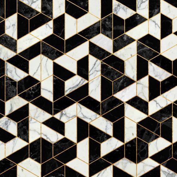 Geometric Black White And Gold Tiles Art Patterns In 2018 Geometric Black White And Gold Tiles