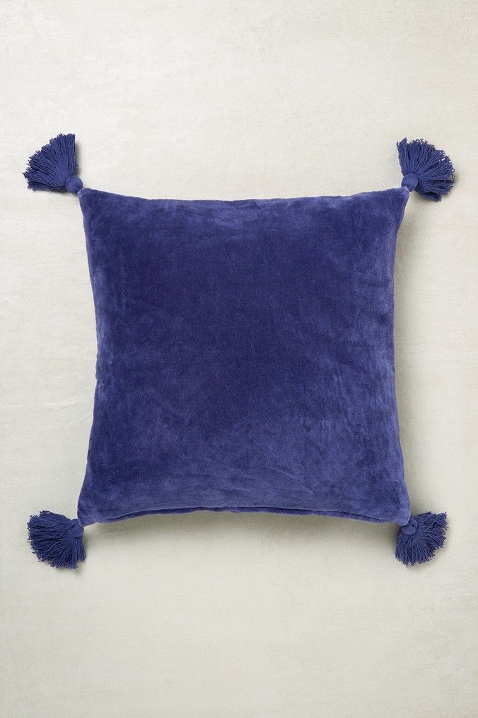 Next Velvet Tassel Cushion Blue Plain Cushions Black Cafe Chairs Natural Next Velvet Tassel Cushion Blue, Large Throws For Sofas Next