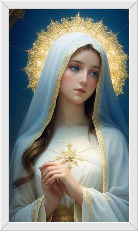 A Painting Of The Virgin Mary Holding Her Hands In Front Of Her Chest a-painting-of-the-virgin-mary-holding-her-hands-in-front-of-her-chest