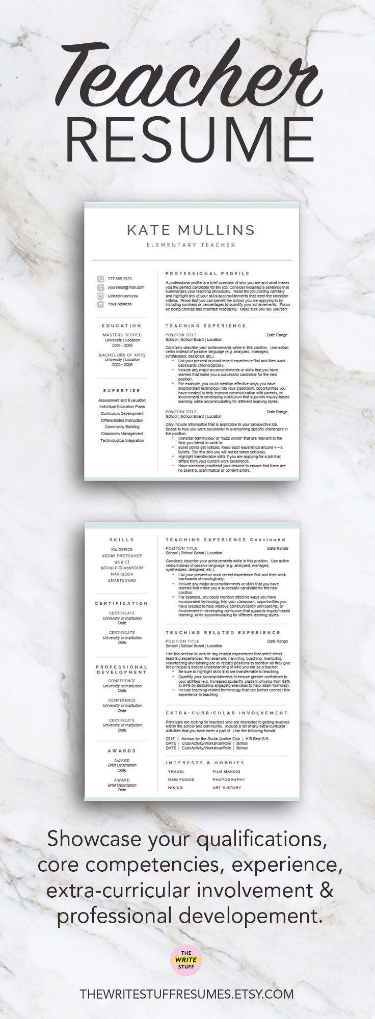template for teacher resumes