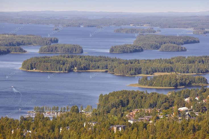 Kuopio area in Finland. Island, forest lake. Finnish landscape. Horizontal By AB...