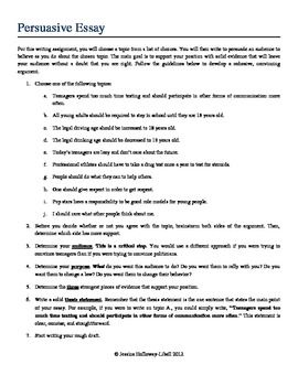 Argumentative essay guidelines