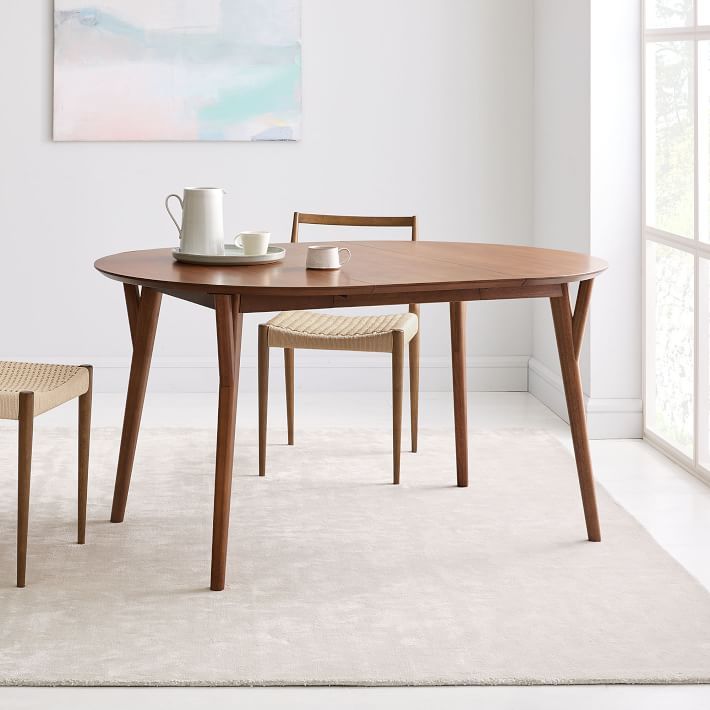 Mid Century Rounded Expandable Dining Table In 2022 Round Mid Century Rounded Expandable Dining, Small Round Mid Century Dining Table