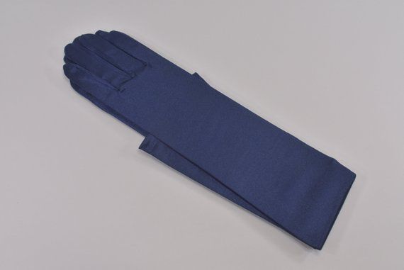 navy satin gloves