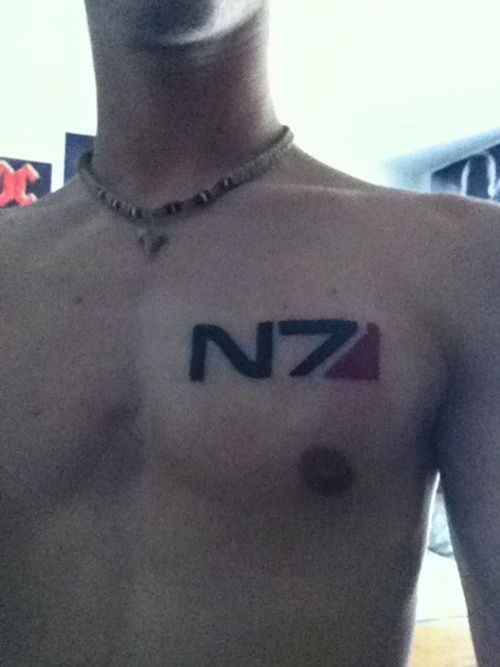 Mass Effect tattoo inspiration - N7 logo.