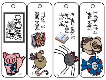 charlottes web by e b white set of 4 bookmarks