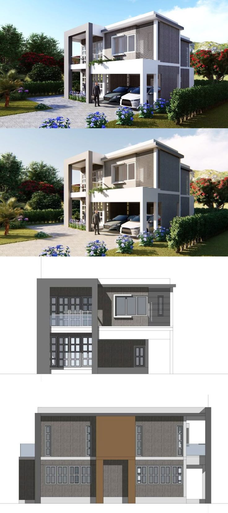 Contemporary 3-Bedroom Home Design | House design, Two storey house