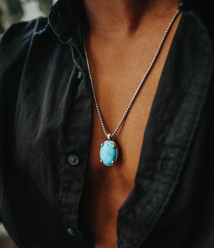 Natural Turquoise Fancy 925 Sterling Silver Gemstone Pendant Jewelry