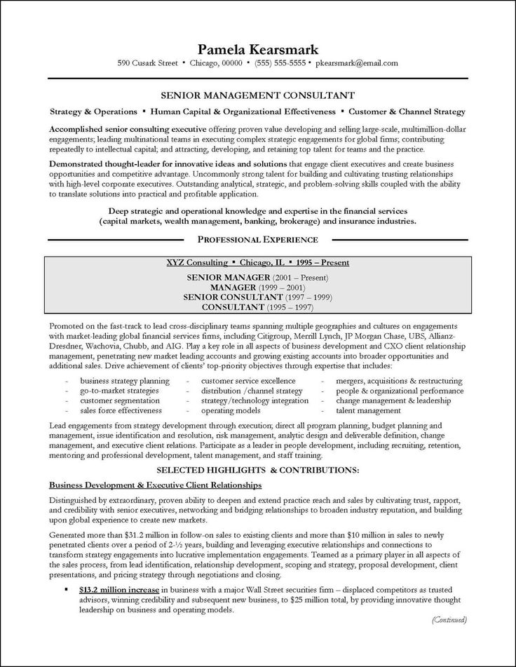 business consultant resume example