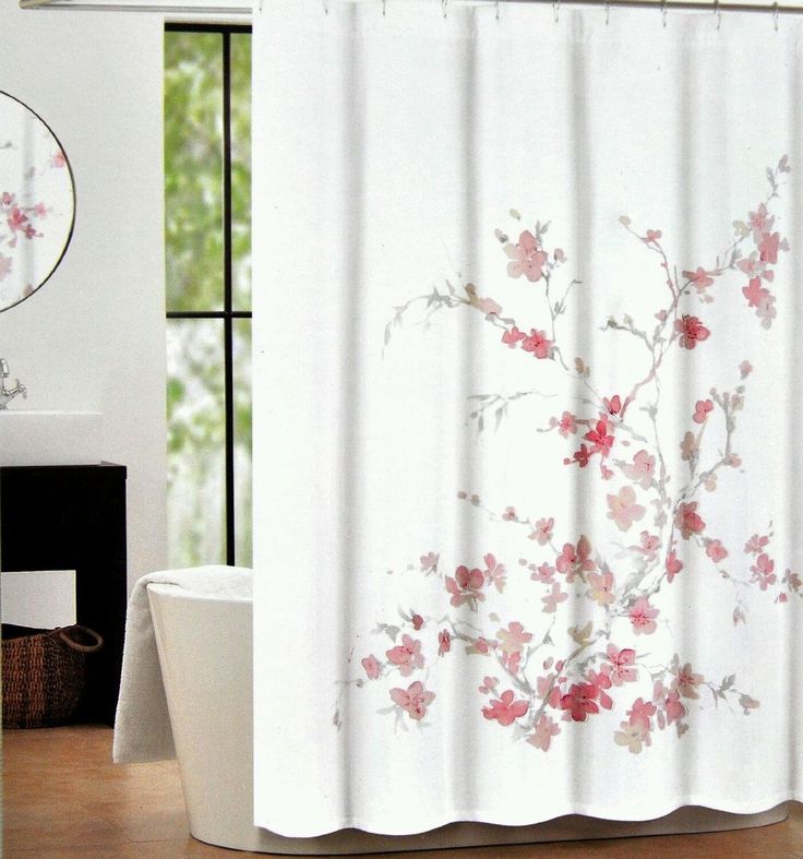 Tahari Fabric Cotton Blend Shower Curtain Printemps