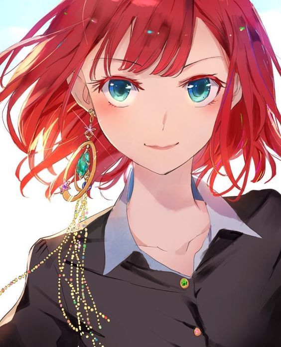 Anime girls with red hair and green eyes