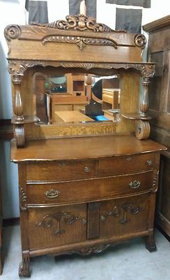 Antique Quartersawn Oak Carved Griffins Beveled Mirror Sideboard Antique Quartersawn Oak Carved Griffins Beveled Mirror Sideboard Cabinet Dresser Furniture Corner Cabinets Storage Pinterest Antiques