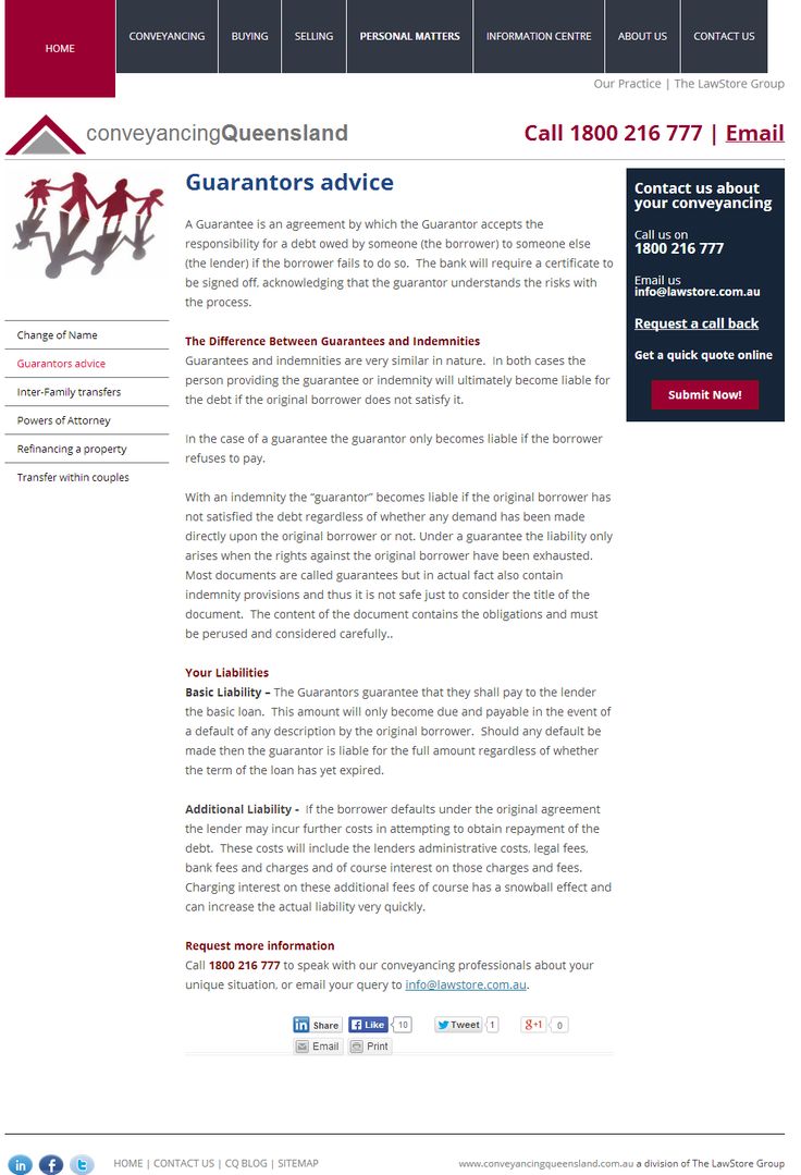 Guarantors advice-speak with Conveyancing professionals http://www.conveyancingqueensland.com/personal/guarantors-advice/ #Guarantors #advice, #debt, #borrower, #lender, #bank, #Guarantees, #Indemnities, #Liabilities, basic #loan