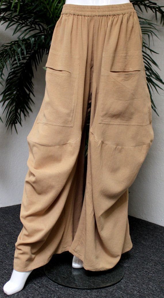 Designer Lagenlook Cotton Gauze Crazy Cuts European Plus size pants Pockets.