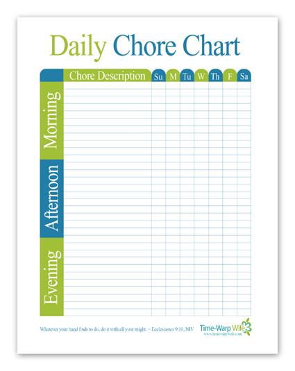 chore chart template editable