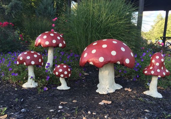 Oversized Garden Concrete Mushrooms Zen Natural Mushroom Statuary Decor Large Whimsical Art Quinceanera Themes Oversized Garden Concrete Mushrooms, Decorative Garden Mushrooms