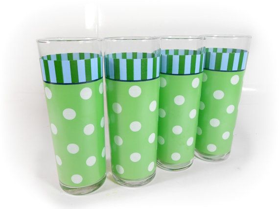 Southern Living at Home Gail Pittman Provence Green Tumblers Polka Dot Glasses/2 Southern Living at Home Gail Pittman Provence Green Tumblers Polka Dot Glasses/2