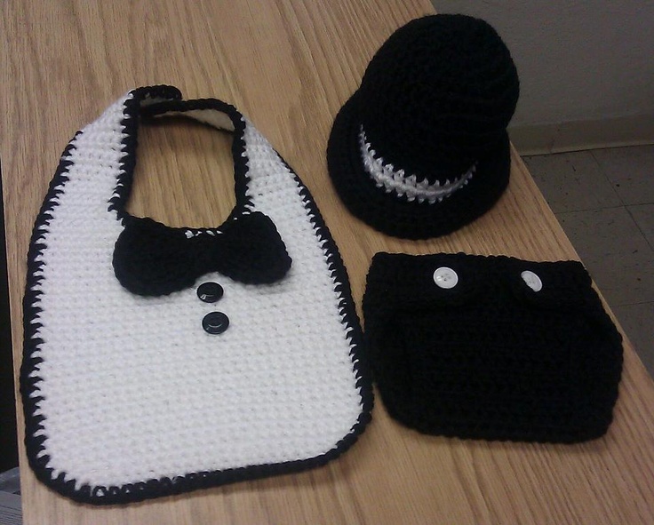 Tuxedo Bib Derby Hat Diaper Cover Love Crochet Tuxedo Bib Derby Hat Diaper Cover Love Crochet