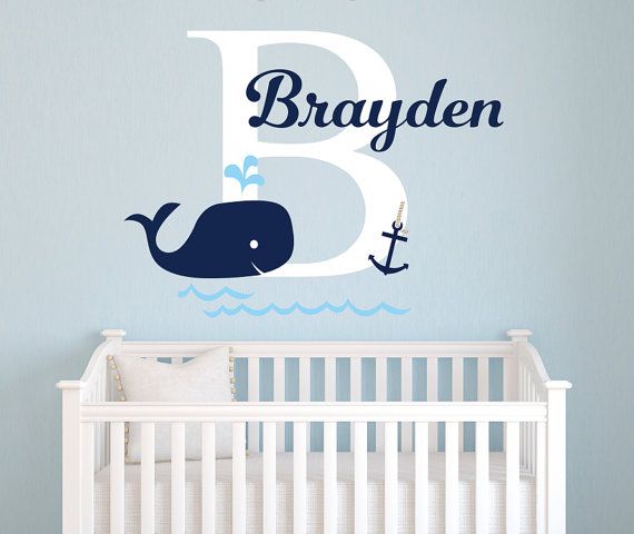 Name Wall Decal Whale Nautical Baby Room Decor Name Wall Decal Whale Nautical Baby Room Decor Anchor Nursery Decals Vinyl Oh Pinterest And