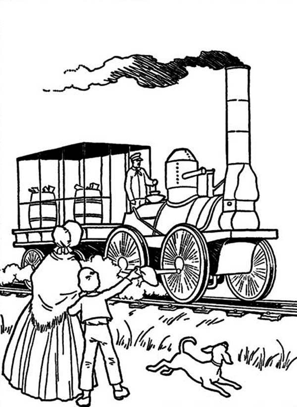 Steam Train in Early American Coloring Page NetArt Train coloring