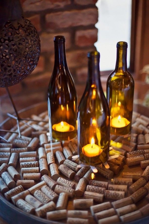 California Vineyard Wedding Gretchen Jonathan Wine Bottle CenterpiecesWine California Vineyard Wedding Gretchen Jonathan Wine Bottle CenterpiecesWine