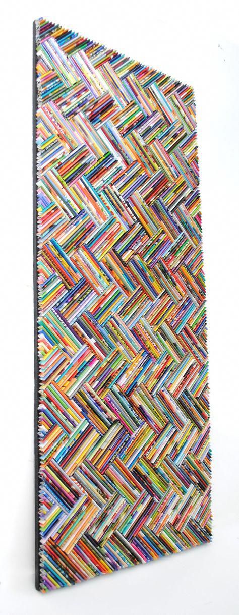 colorful herringbone wall art made from by colorstorydesigns #recycledcrafts