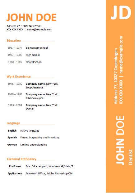 Curriculum Vitae Template Microsoft Word 2013