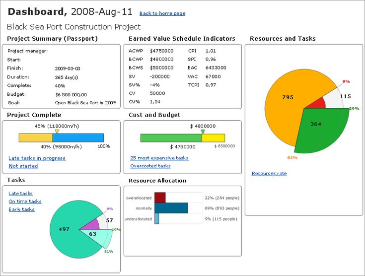 project dashboard template